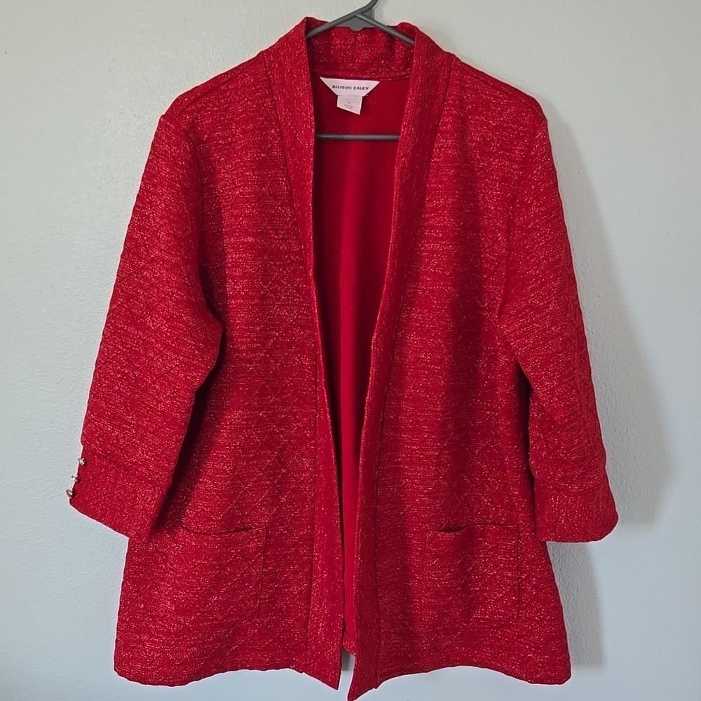 Allison Daley | Red Sparkle Cardigan Size Large